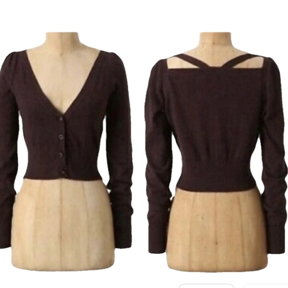 Moth x Anthropologie Purple Maroon Cropped Sweater